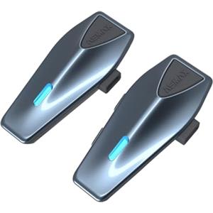 ASMAX S1 Interfono Moto, Comunicazione Bluetooth con Controllo Vocale, Interfono Mesh per 8 Piloti, Ricarica Rapida/Universale/Cancellazione del Rumore/IP67 Impermeabile (Blu-Due)