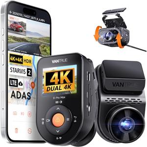 VANTRUE S1 PRO MAX 4K+ 4K Doppia Dash Cam STARVIS 2, Anteriore e Posteriore, 5G WiFi PlatePix AI GPS 360° HDR Buffer Monitoraggio Parcheggio Telecamera Auto, LTE Opzionale, Comando Vocale, 1 TB Max