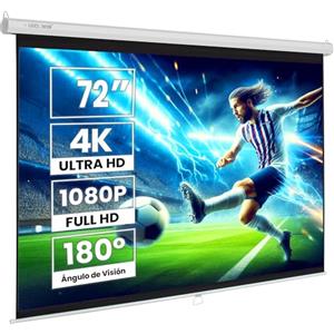 Luxscreen Schermo da proiezione Luxscreen, telo da proiezione, Compatibile con Proiettori per Cinema a Casa, Conferenze (72 Pollici)