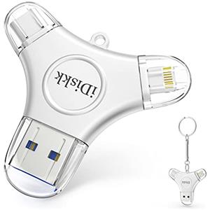 iDiskk Chiavetta USB Lightning per iPhone,3 IN 1 TYPE-C 128G certificata IDiskk MFi Memory Stick esterna per iPhone/iPad Funziona con PC iOS Mac e cellulari TYPE-C