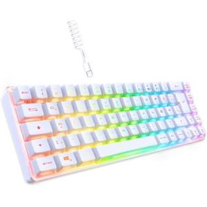 EMPIRE GAMING - K208 Tastiera cablata compatta TCL (DE-QWERTZ) a 69 tasti RGB - Cavo USB di tipo C rimovibile Plug & Play - PC/Playstation/PS5-23 tasti anti-ghosting (bianco)
