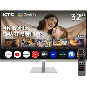 KTC Monitor Smart da 32 Pollici con Smart Sistema | UHD 4K@60Hz | Bluetooth, Wi-Fi, 2 altoparlanti da 5 W | Telecomando vocale | Dolby Audio | HDR10 | HDMI 2.1, DP 1.4, PD 65 W USB C (DP), 4 USB-A