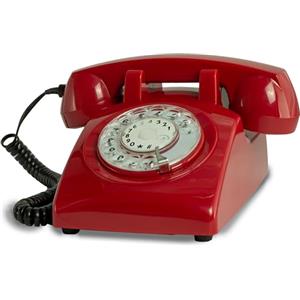 Opis Technology Opis 60s Cable: Telefono fisso vintage da casa, telefono a rotella stile anni '80, per un tocco classico Rosso