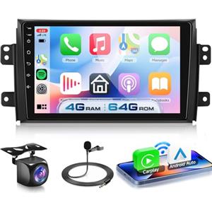 VECHTEL 4G+64G Autoradio Android 13 per Suzuki SX4 2006-2013 Fiat Sedici 2005-2014, 9" HD Schermo Tactile Stereo Auto co Carplay Android Auto senza Fili GPS Wi-Fi USB Bluetooth 5.0 Radio FM RDS Retrocamera