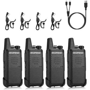Baofeng GT-22 Walkie Talkie Set Senza Licenza, Radio PMR446 fino a 3 km di portata con 16 Canali, Batteria Ricaricabile da 1500 mAh, Caricatore USB-C, Auricolare per Bambini Adulti Famiglia (4 pezzi)