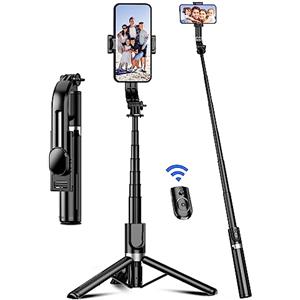 SelfieShow 106cm Bastone Selfie, Selfie Stick Estensibile in Alluminio con Telecomando Bastone Selfie Treppiede Rinforzato e Stabile Rotazione a 360° Compatibile con Android e iPhone Telefono (Nero)