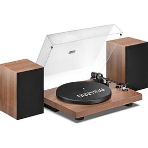 SeeYing Giradischi Vinile, Giradischi Bluetooth con Altoparlanti Stereo da Scaffale da 36 Watt, Sistema HiFi con Cartuccia Magnetica AT-3600L, Registrazione USB e Arresto Automatico