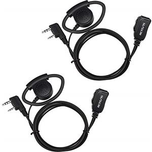 Retevis EEK012 Auricolare Regolabile a Forma di D con Microfono PTT Compatibile con Kenwood Two Way Radio BAOFENG UV5R 888S RT24 RT27 Walkie Talkie Auricolare (2 Pezzi)