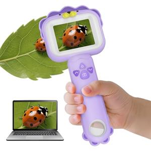 LELESUN Microscopi per bambini, mini microscopio tascabile portatile per bambini piccoli, giocattoli educativi scientifici per regali di compleanno di Natale per bambini di 3 4 5 6 7 8 9 10 anni (leone)