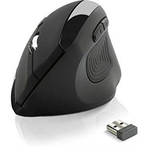 NEWWAY - Mouse Verticale Senza Filo A4-3200 DPI - Ergonomico - Prevenzione contro le sindromi del mouse e l'epicondilite - Nano ricevitore integrato 10 M