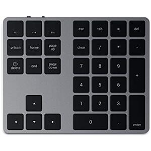 Satechi 34-Tasti Tastierino Numerico Wireless Bluetooth, Layout Stati Uniti, Ricaricabile Tramite USB-C, Design in Alluminio - per MacBook Air e Pro, Mac Mini, iPad, iMac, iPhone e altri - Grigio