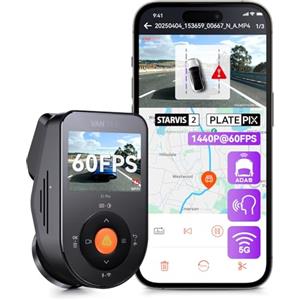 VANTRUE S1 Pro 1CH 2.5K 60FPS Dashcam nascosta 5GHz WiFi ADAS, STARVIS 2 Platepix visione notturna, Dashcam auto anteriore controllo vocale Dash Cam, GPS, 15 secondi preregistrazione buffer modalità