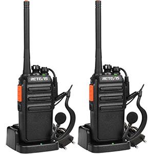 Retevis RT24 Walkie Talkie, Ricetrasmittenti Professionali PMR446 Licenza-Libero Radioline con Auricolare, 16 Canali VOX CTCSS/DCS, Ricaricabili per Chi Pedala (2 Pezzi, Nero)