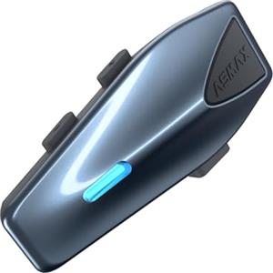 ASMAX S1 Interfono Moto, Comunicazione Bluetooth con Controllo Vocale, Interfono Mesh per 8 Piloti, Ricarica Rapida/Universale/Cancellazione del Rumore/IP67 Impermeabile (Blu-Uno)