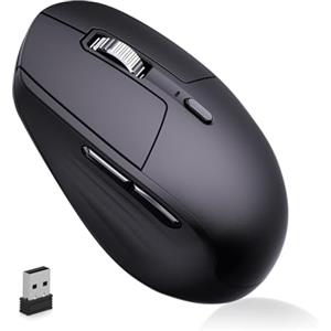 PINKCAT Mouse senza fili, 2.4 GHz, mouse wireless silenzioso ergonomico con ricevitore USB Nano 3 DPI 1600 regolabile mouse ottico per PC, laptop, Mac, MacBook, nero