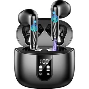 Drsaec Cuffie Bluetooth 5.4, 2025 Auricolari Bluetooth 56H Stereo Auricolari Wireless In Ear con ENC Mic, Cuffie Senza Fili Cancellazione Rumore Cuffiette Sport Wireless Earbuds IP7 Impermeabili/LED Display
