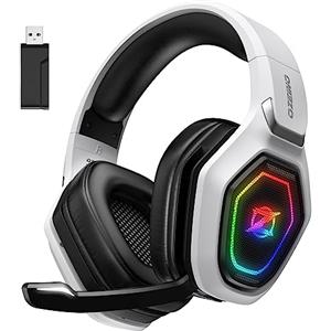 Ozeino Cuffie Gaming Wireless per PC/Ps5/Ps4, 2,4GHz Wireless+5.3 Bluetooth, Cuffie con Microfono 7.1 Qualità Audio Senza Perdita di Bassa Latenza, Durata di Oltre 30+ Ore