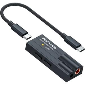 Fosi Audio DS1 DAC Amplificatore Cuffie, USB C Hi-Res 32bit/768kHz, Uscite Doppie Cuffie da 4,4/3,5 MM, Portatile Amplificatore per Cuffie 16-300Ω, per Phone/PC/Lettori Musicali, Chip ESS ES9038Q2M