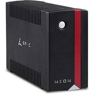 EPYC® NEON - UPS per PC e Modem, Potenza 650VA/360Watt, Gruppo di Continuità per Casa, Tecnologia Line Interactive, AVR, 2 Uscite Schuko, UPS 600VA, Nero