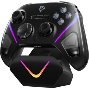 EasySMX D10 Controller PC Wireless - Joystick TMR, Grilletti Dual-Mode, Tasti Meccanici, Polling 1000Hz, RGB - Bluetooth Gaming Controller per PC/Switch/Switch 2/ iOS con Dock di Ricarica-Nero