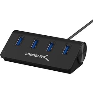 SABRENT Hub USB 3.2 Gen 1, Ciabatta multipresa USB, Sdoppiatore USB, 4 Porte, per iMac, MacBook, MacBook PRO, MacBook Air, Mac Mini o qualsiasi PC, (Cavo da 76cm) Nero (HB-MC3B)