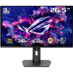 ASUS ROG Strix OLED XG27UCDMG, Monitor Gaming da 26,5", 4K Ultra HD QD-OLED (3840 x 2160), 0,03ms (GTG), 240Hz, HDMI, USB-C e DisplayPort, Compatibile con G-SYNC, Display Widget Center, Nero