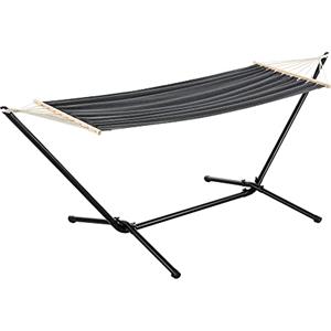 [en.casa] Amaca con Supporto in Acciaio da Esterno e Interno Telo 200 x 100 cm Carico Max. 120 kg Telaio Resistente con Asta Distanziatrice Tessuto Grigio Scuro