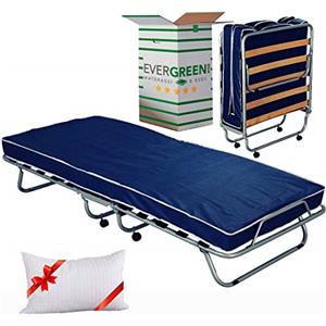 EVERGREENWEB MATERASSI & BEDS Evergreenweb - Brandina Pieghevole con Materasso in Waterfoam 80x190 Alto 10 cm + Cuscino in Memory Foam Gratis, Kit Letto Singolo Rete a Doghe in Legno e Materasso in Poliuretano Ortopedico Offerta