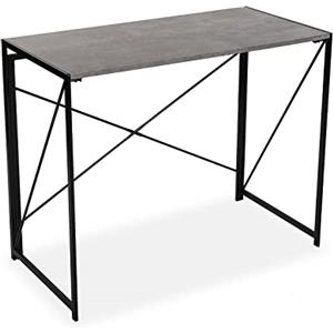 VERSA Jack Scrivania per Computer e Scrittoio Salvaspazio, Piccolo Tavolo da Ufficio, Salotto o Studio di Casa, Pieghevole, Misure (A x L x l) 74 x 45 x 90 cm, Legno e Metallo, Colore Grigio