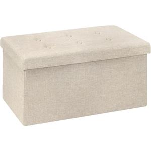 WOLTU Pouf Contenitore Panche Sgabello Pieghevole Poltrona Poggiapiedi Cassapanca Scarpiera con Coperchio Rimovibile Lino Oxford 76x37,5x38cm Beige