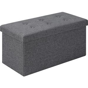 WOLTU Pouf Contenitore Panche Sgabello Pieghevole Poltrona Poggiapiedi Cassapanca Scarpiera con Coperchio Rimovibile Lino Oxford 76x37,5x38cm Grigio Scuro