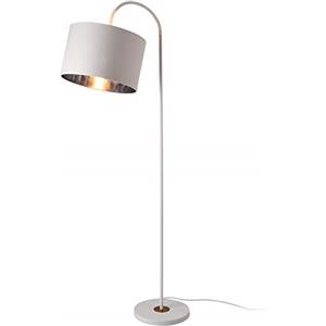 lux.pro Lampada da Terra Alta 173 cm Lampada a Stelo Curvo con Paralume Orientabile - Piantana con Abat-Jour Cilindrico in Tessuto - Bianco