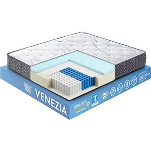 OnNuvo Materasso Matrimoniale Antidecubito, Molle Insacchettate Indipendenti 7 Zone, Lastra AirTechFoam+, Sostegno Perimetrale, 22 cm, Ortopedico, Ipoallergenico, Ergonomico (160x200x22) Venezia