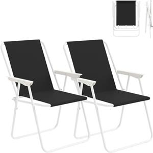 WOLTU Set 2 Sedie Da Tavolo Pieghevoli, Da Esterno, Camping Portatile, Spiaggia o Campeggio in Oxford, Nero
