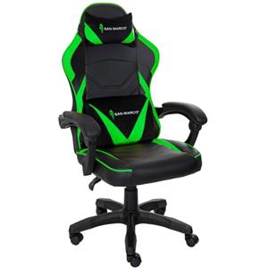 San Marco Poltrona da gaming ergonomica verde e nera Sedia cuscino per supporto lombare e cervicale. Ideale anche per l'ufficio.