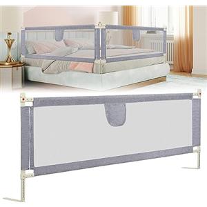 Tubiaz 200CM Barriera per letto, Barriera pieghevole per letto per bambini, Protezione per letto per bambini per prevenire le cadute, Barriera per bambini piccoli, Facile da montare, Grigio