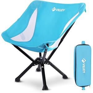 VILLEY Sedia da Campeggio Pieghevole Leggera e Portatile Blu, 150 kg di Capacità, con Borsa per il Trasporto - per Campeggio, Viaggi, Picnic, Festival, Escursionismo