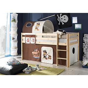 AVANTI TRENDSTORE - Konrad - Struttura di letto a soppalco con scaletta in legno di pino massiccio, disponibile in 2 diversi colori. Dimensioni: LAP 97x113x207 cm (Marrone)