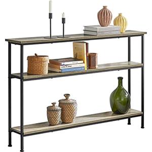 SoBuy Consolle Ingresso Moderna Tavolo Consolle Allungabile Salvaspazio - 3 Ripiani Stretto Mobile Ingresso - Tavolo a Scomparsa per Corridoio Soggiorno - Legno Vintage Metallo Nero FSB49-PZ
