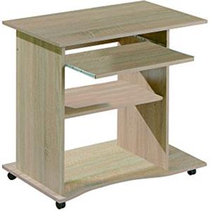 Inter Link - Scrivania - Tavolo per computer portatile - Tavolo per computer - Su rotelle - Cassetto estraibile - Mini scrivania - Laminato - 80 x 50 x 75cm - Imitazione Rovere Sonoma - Durini