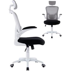 ZIK - Sedia Ergonomica da Ufficio, Scrivania, con Supporto Lombare e Regolazione Schienale, Sedia da Ufficio con Rotelle e Braccioli Reclinabili, Poggiatesta Oscillante e Regolabile (Gray)
