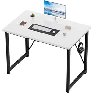 Devoko Scrivania per Computer 100 x 50 x 75 cm, Scrivania Piccola PC da Ufficio Salvaspazio per Studio, Camera da Letto,Stile Industriale, Struttura in Metallo, Bianco