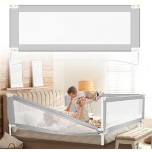 Tubiaz 200CM Barriera per letto, Barriera pieghevole per letto con piedini a forma di U, Protezione per letto per bambini per prevenire le cadute, Barriera per bambini piccoli, Facile da montare