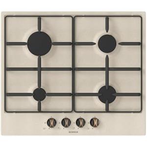 SCHOCK | Piano Cottura 4 Fuochi Silver PC60 AV, Griglie in Piattina con Finitura Ghisa, Valvole di Sicurezza, Colore Avena, 585x500mm