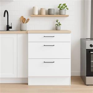Dmora Mobile 3 cassetti Cuggiono, Cassettiera da cucina, Modulo contenitore con cassetti, Base con cassetti estraibili, 60x60 h90 cm, Bianco e Rovere