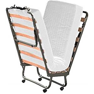 Cortassa Soluko | Letto Brandina Pieghevole a Doghe Con Materasso Memory Foam e Copertura Salvapolvere Inclusa, Struttura Resistente e 4 Ruote Girevoli, 100% Made In Italy 80x200