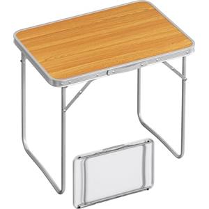 WOLTU Tavolo Campeggio Pieghevole in Alluminio e MDF, Tavolo da Picnic, Tavolino Portatile per Spiaggia, Balcone, Giardino, 70 x 60 x 50 cm, Rovere