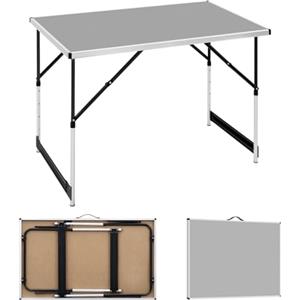 WOLTU Tavolo da Campeggio Picnic Giardino Pieghevole Portatile Altezza Regolabile in MDF Grigio 100x60x73/94cm