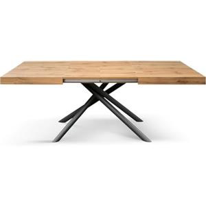 PAZZO DESIGN Tavolo Allungabile Tania, Gambe Tubolari Incrociate Menego Nere, Color Rovere rustico, Made in Italy, 180 x 90 x 74 - Id_2305MN
