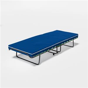 Leonardo - brandina pieghevole 80 cm X 190 cm, completa di materasso waterfoam altezza 6 cm, struttura pieghevole e salvaspazio con rotelle, 15 doghe in legno di betulla- 100% MADE IN ITALY